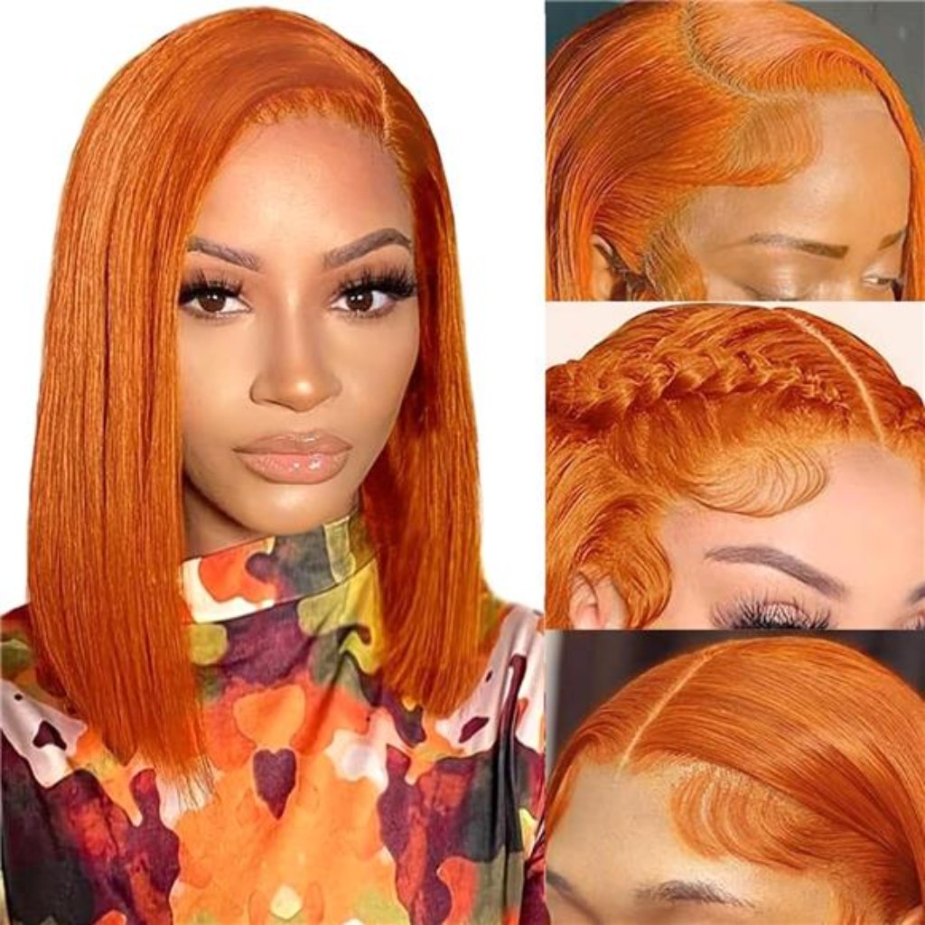 Bob Wig Human Hair 13x4 Frontal Lace Wig Ginger Lace Front Wigs Human Hair